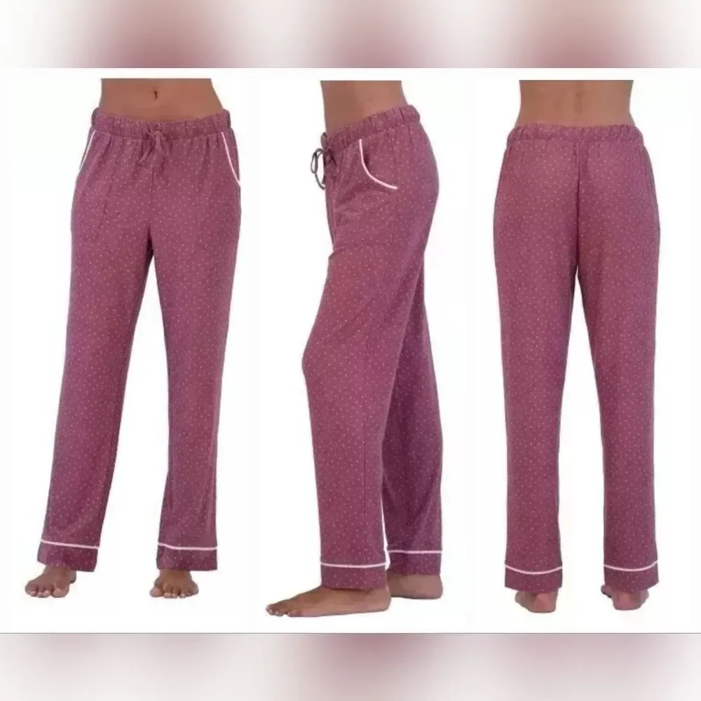 2-pk Lucky Women's XL Comfy Straight Leg Lounge PJ Pants Relaxed Black/Pink Dot - Picture 5 of 7